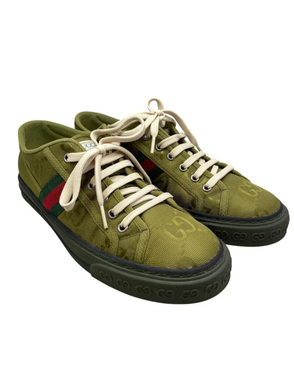 Gucci Sneakers Low Cut GG Canvas Logo Khaki Red Green